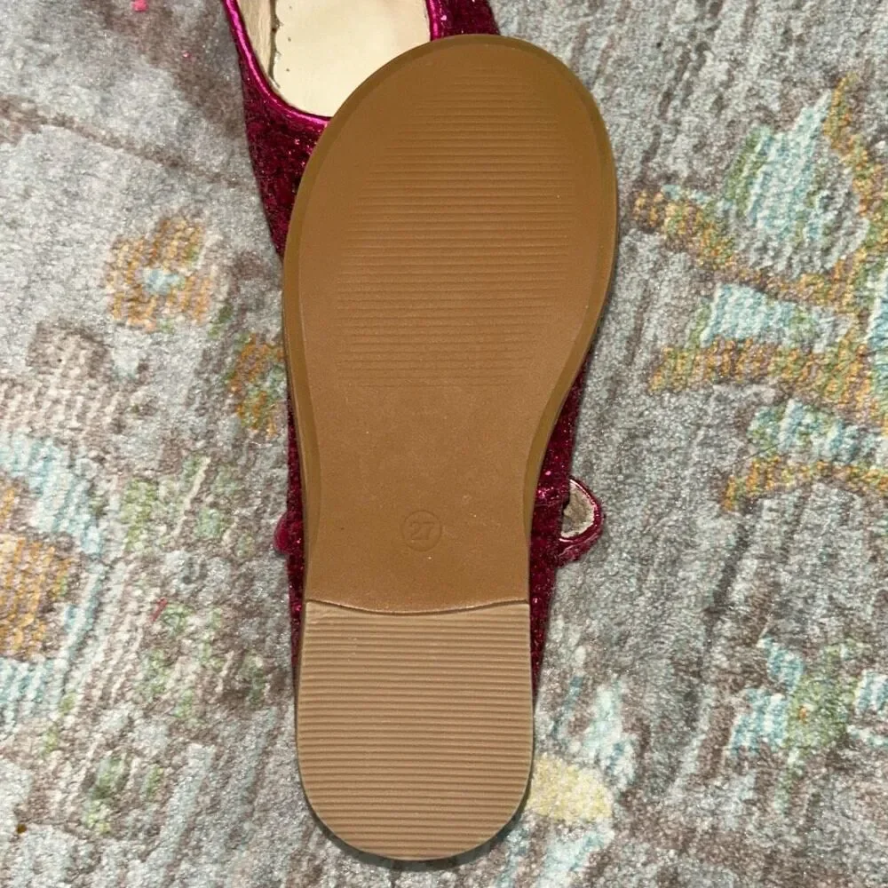 Mini Boden hot pink glitter Mary Jane sz 27 /10